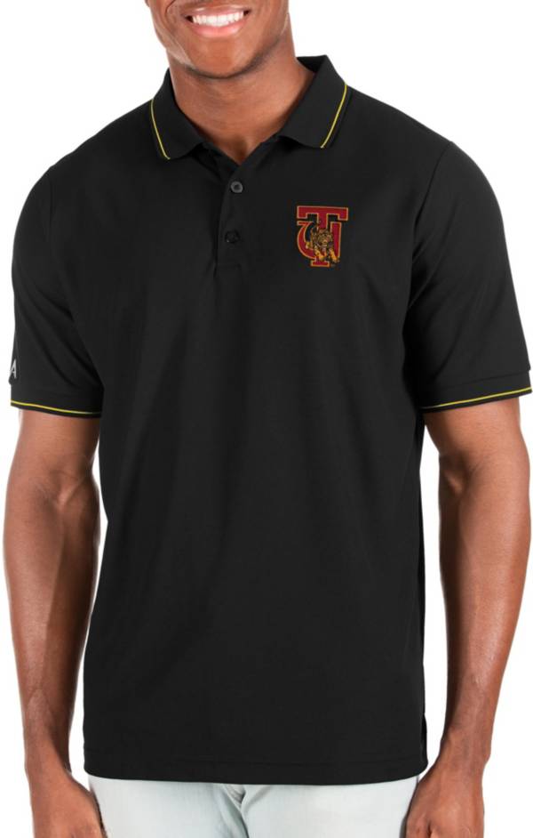 Antigua Men's Tuskegee Golden Tigers Black and Gold Affluent Polo product image
