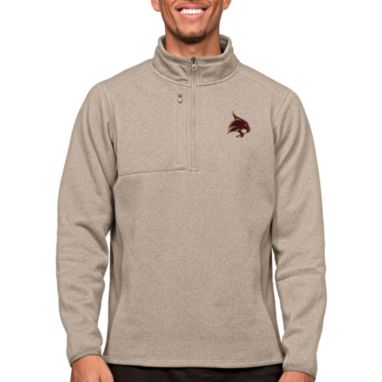 sorry, Antigua Men's Texas State Bobcats Oatmeal Course 1/4 Zip Jacket is currently out of stock