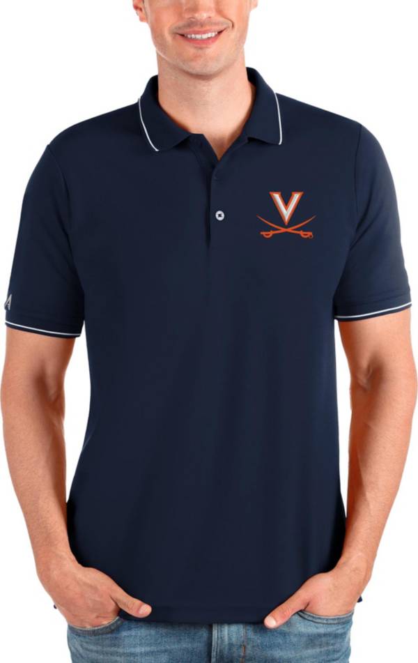 Antigua Men's Virginia Cavaliers Navy and White Affluent Polo product image