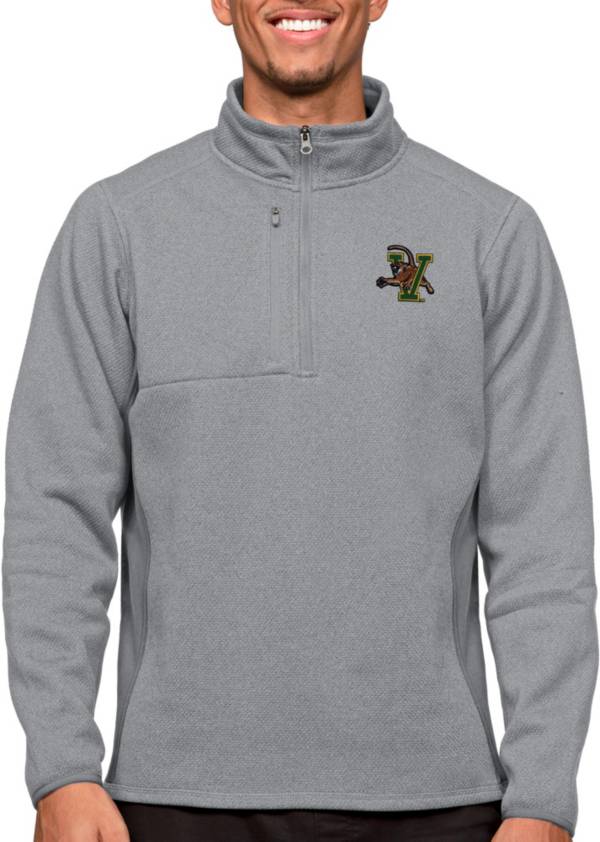 Antigua Men's Vermont Catamounts Light Grey Course 1/4 Zip Jacket product image