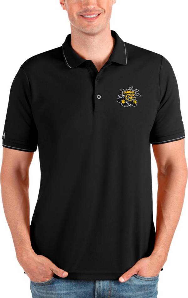 Antigua Men's Wichita State Shockers Black and Silver Affluent Polo product image