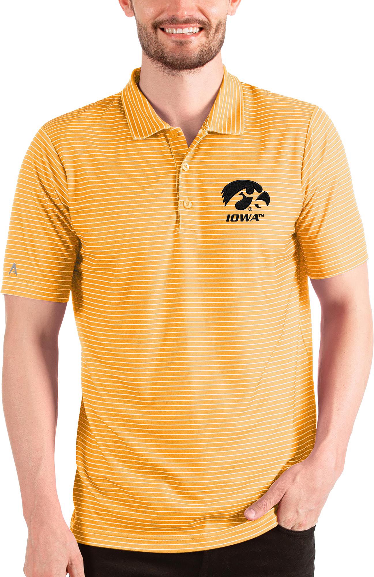 Antigua Men's Iowa Hawkeyes Gold Esteem Polo