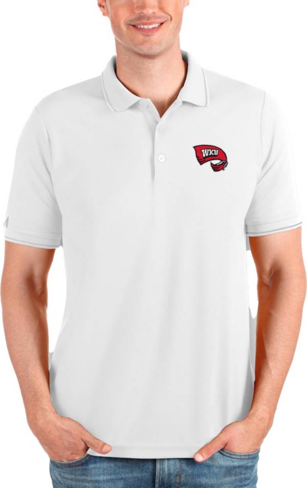Antigua Men's Western Kentucky Hilltoppers White Affluent Polo product image