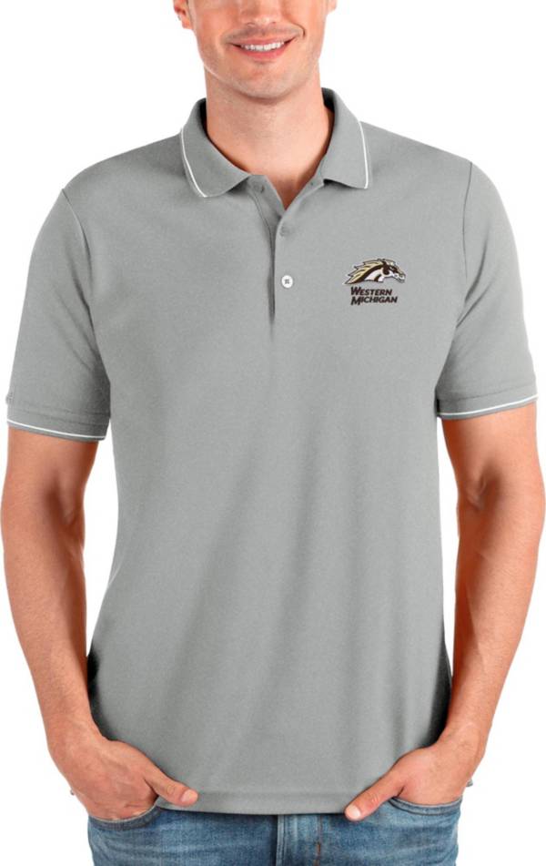 Colosseum Men's Western Michigan Broncos Heather Charcoal Polo, XXL, Gray