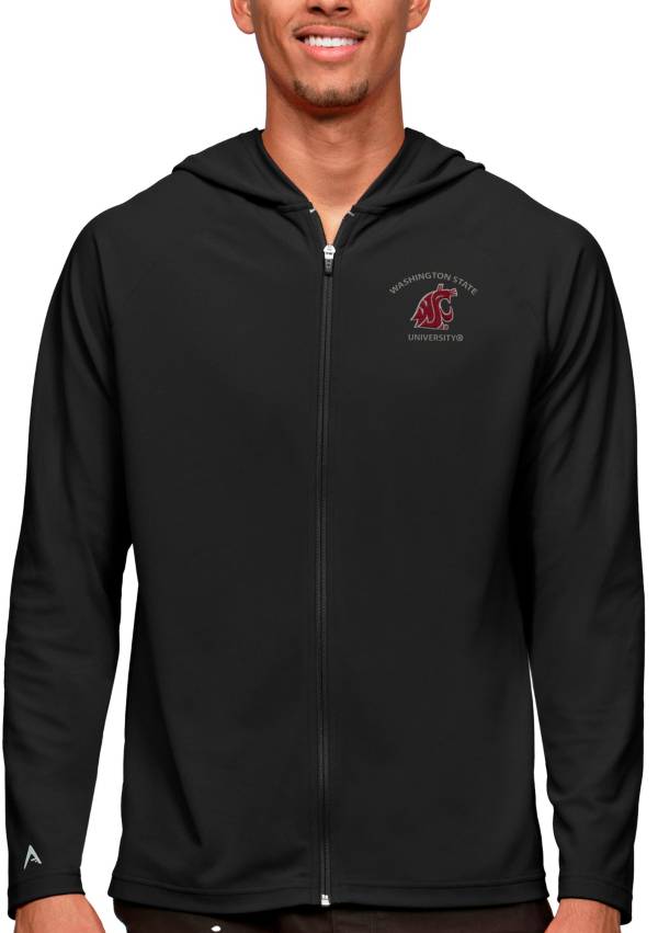 Antigua Men's Washington State Cougars Black Legacy Full Zip Hoodie product image