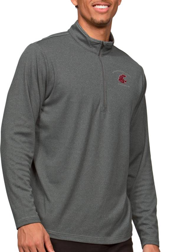 Antigua Men's Washington State Cougars Charcoal Heather Epic 1/4 Zip Jacket product image
