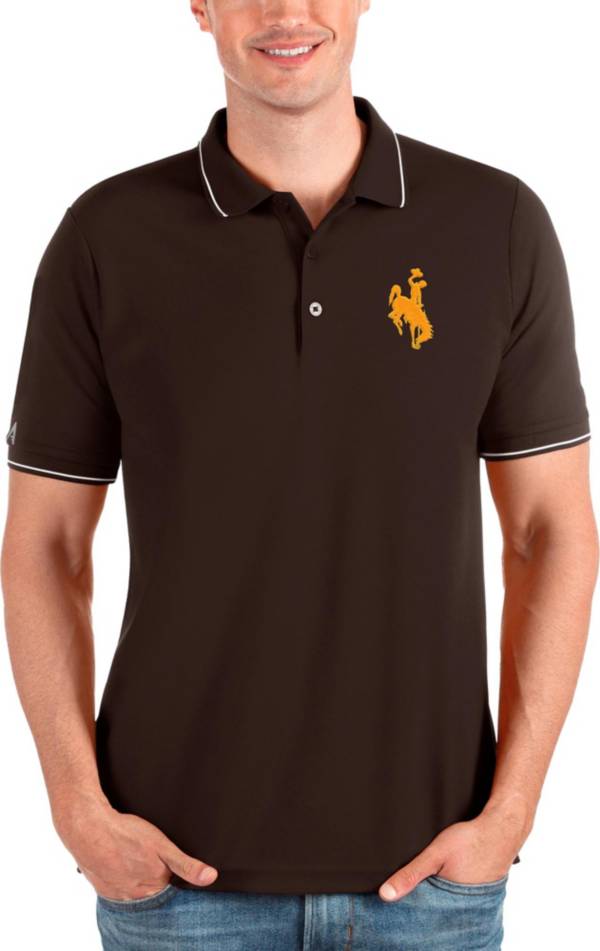 Antigua Men's Wyoming Cowboys Brown Affluent Polo product image