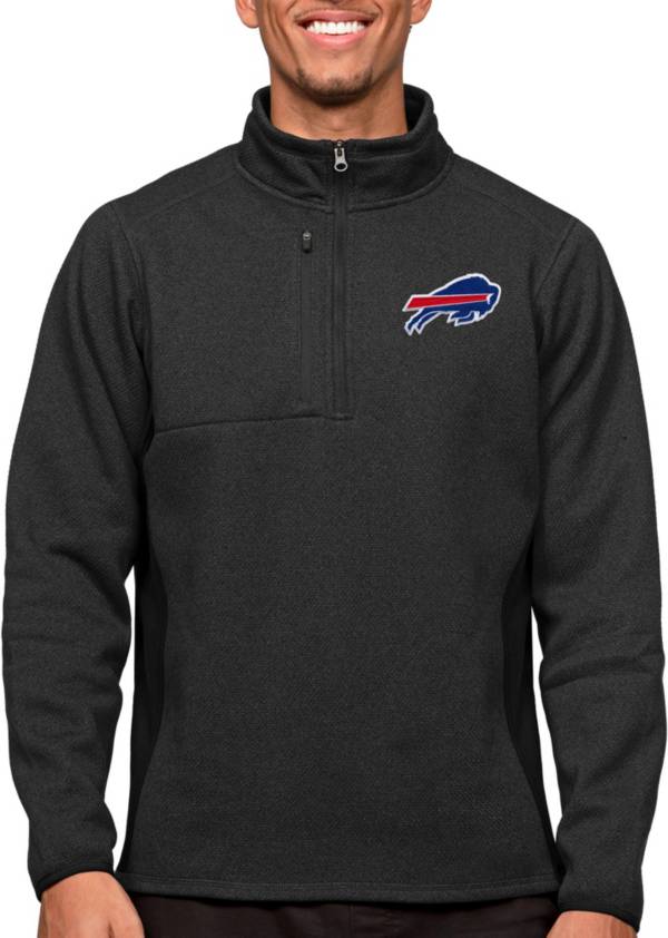 Antigua Buffalo Bills Course Black Heather Quarter-Zip Long Sleeve