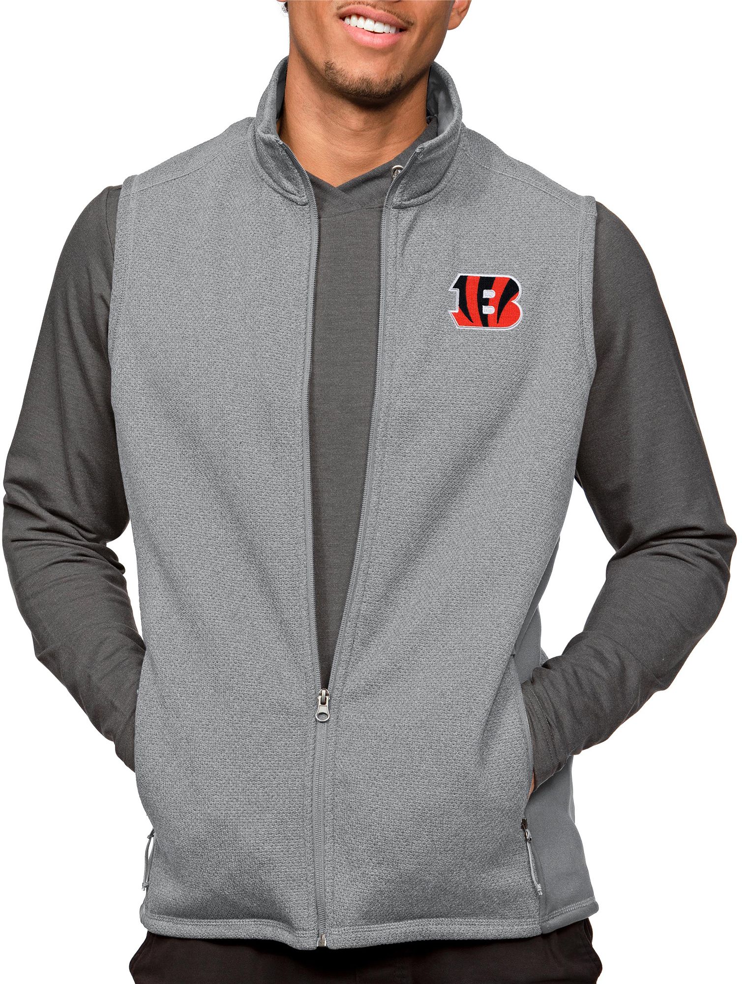 Antigua Cincinnati Bengals Course Light Grey Heather Vest