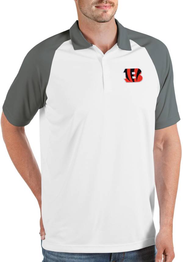 Antigua Men's Cincinnati Bengals Compass White Polo