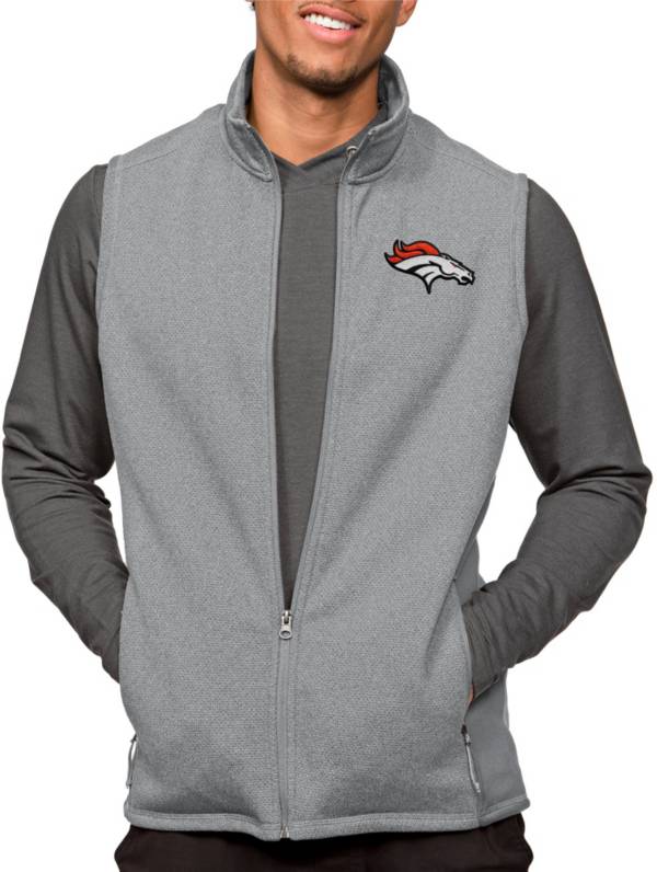 Antigua Denver Broncos Course Light Grey Heather Vest