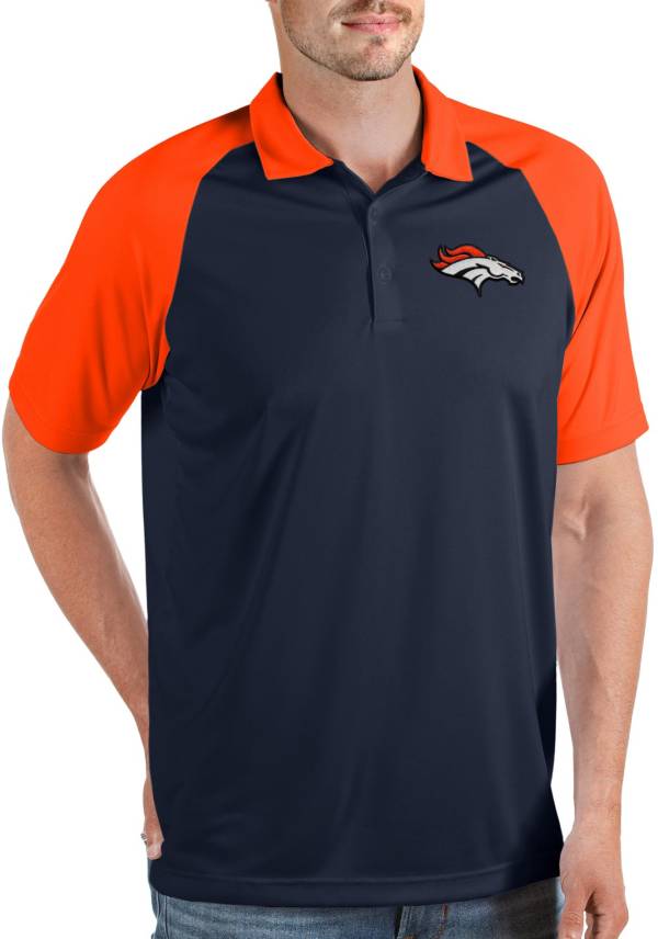 Antigua Men's Denver Broncos Nova Navy/Orange Polo