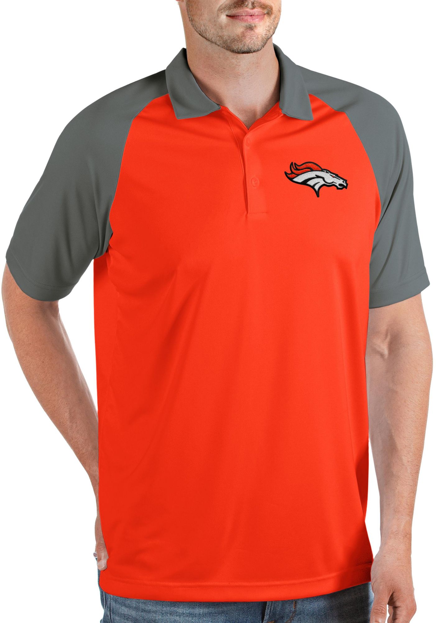 Antigua Men's Denver Broncos Nova /Grey Polo