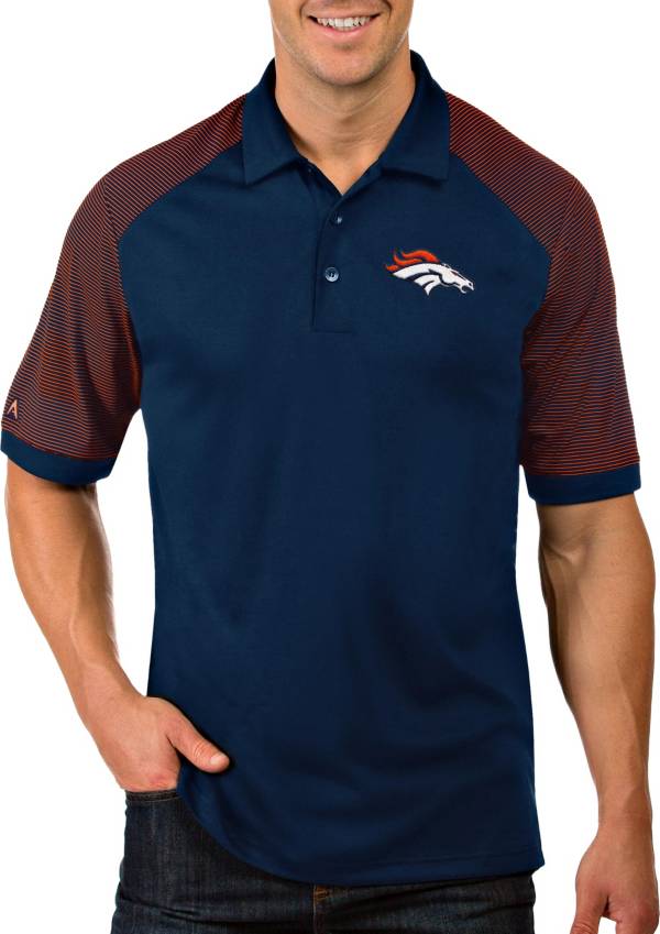 Antigua Men's Denver Broncos Navy Compass Polo