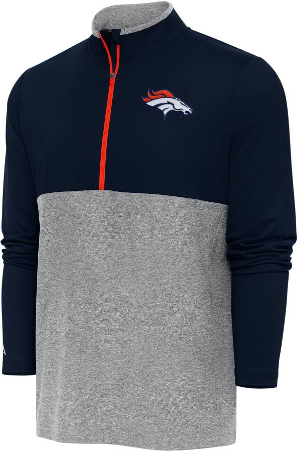 Antigua Men's Denver Broncos Zone Navy Quarter-Zip Pullover T-Shirt product image