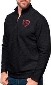 Antigua Chicago Bears Course Black Heather Quarter-Zip Long Sleeve