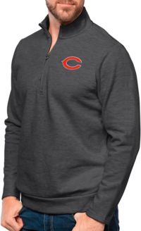 Men's Antigua Heather Gray/White Chicago Bears Compression Tri-Blend Long Sleeve Button-Down Shirt Size: Medium