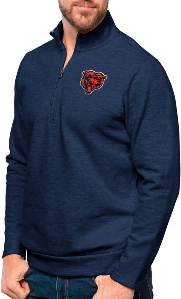 Antigua Chicago Bears Navy Gambit Quarter-Zip Long Sleeve Pullover T-Shirt product image