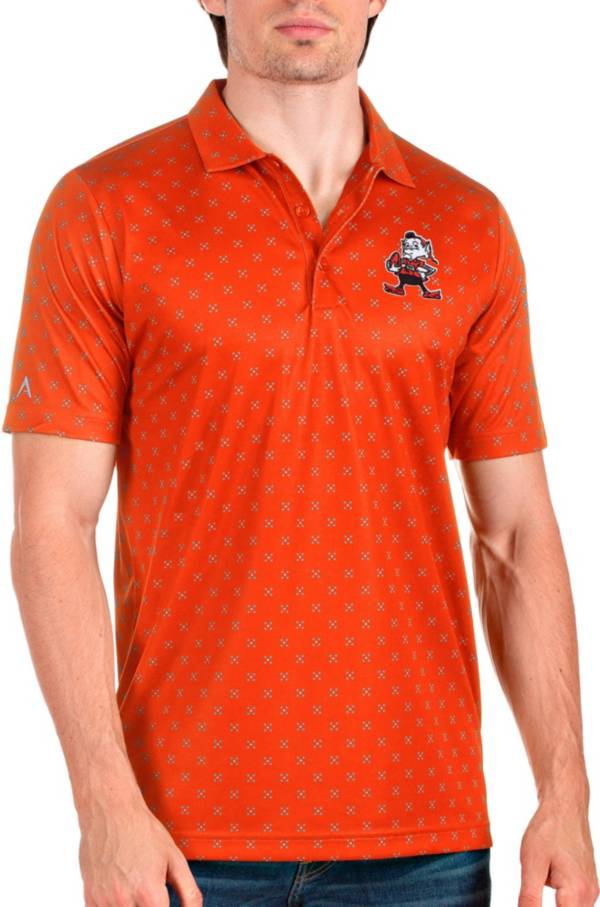 Antigua Cleveland Browns Elf Logo Spark Black Polo