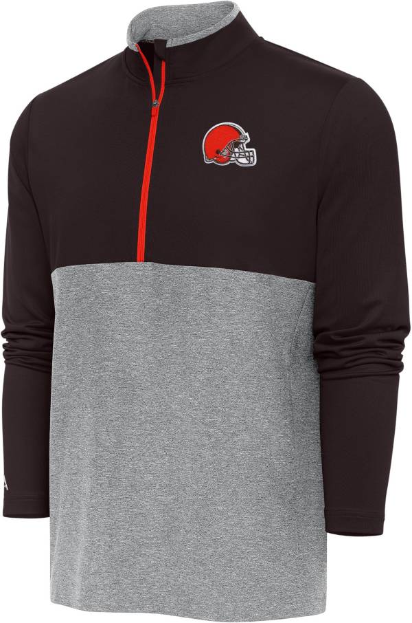 Antigua Men's Cleveland Browns Zone Brown Quarter-Zip Pullover T-Shirt product image