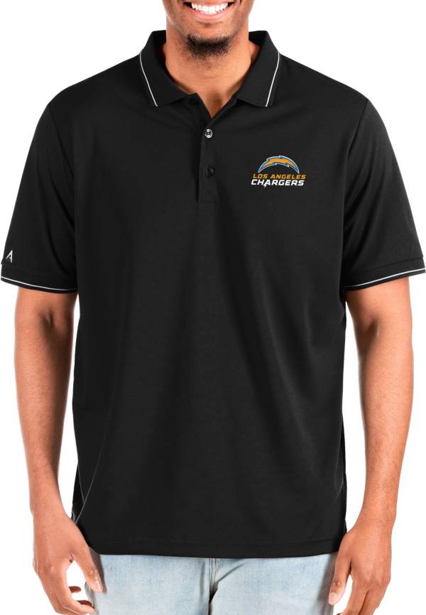 Antigua Men's Los Angeles Chargers Text Affluent Black/Silver Big & Tall Polo product image