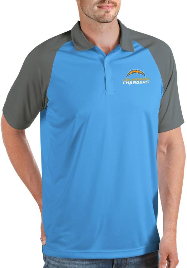 Antigua Men's Los Angeles Chargers Nova Wordmark Columbia Blue/Steel Polo product image