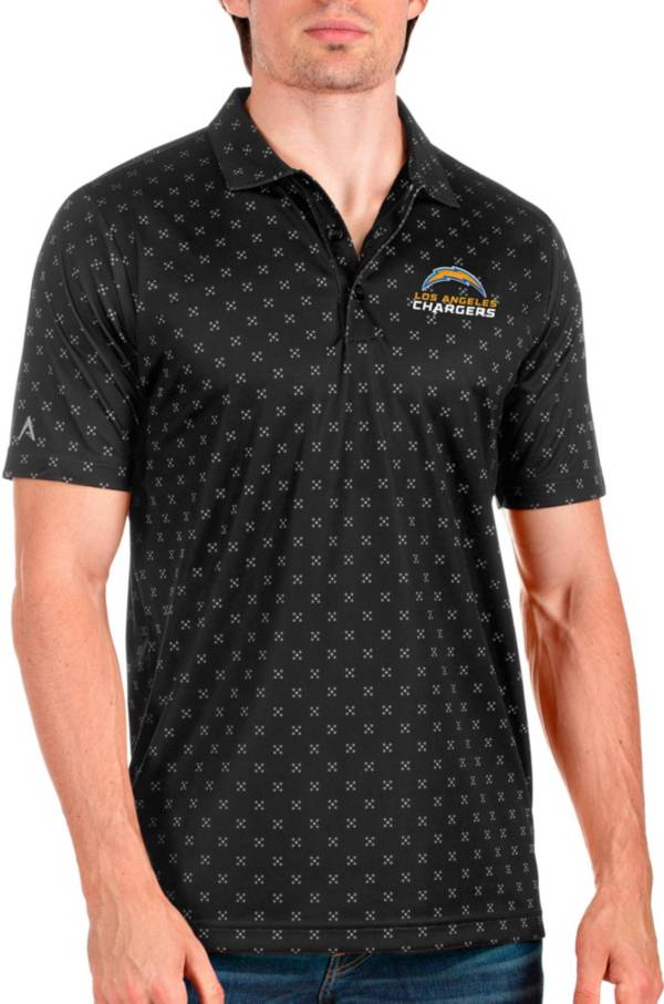 Antigua Los Angeles Chargers Wordmark Spark Men's Black Polo product image