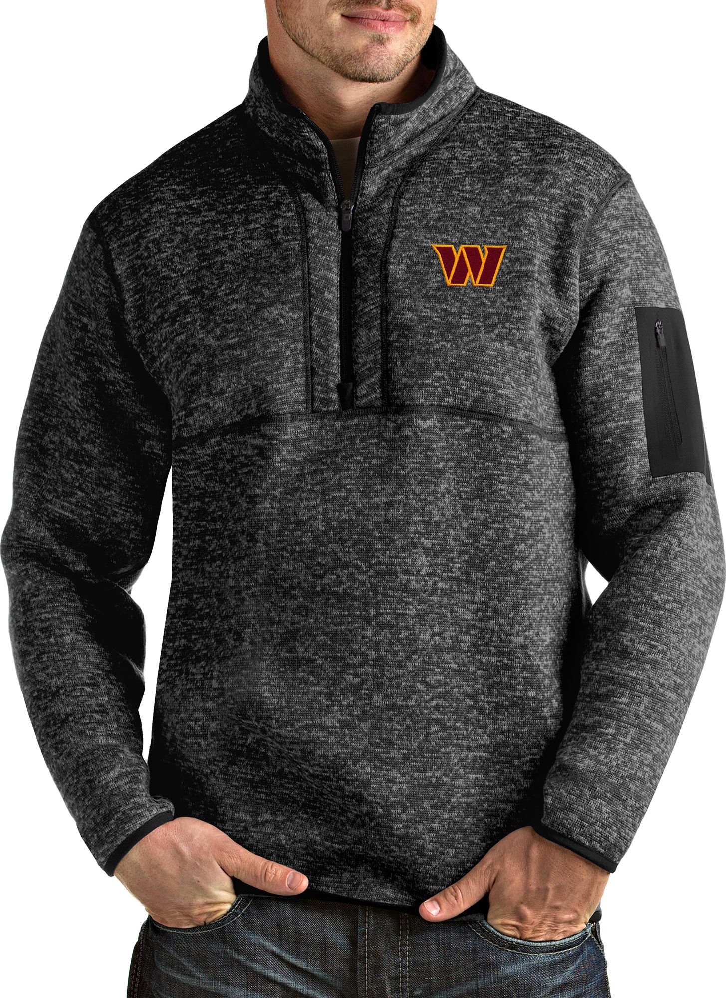 Antigua Men's Washington Commanders Fortune Black Quarter-Zip Pullover