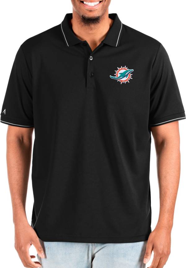 Antigua Men's Miami Dolphins Affluent White/Silver Big & Tall Polo