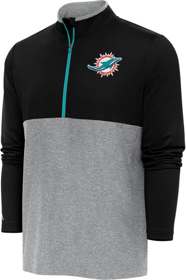 Antigua Men's Miami Dolphins Zone Black Quarter-Zip Pullover T-Shirt product image
