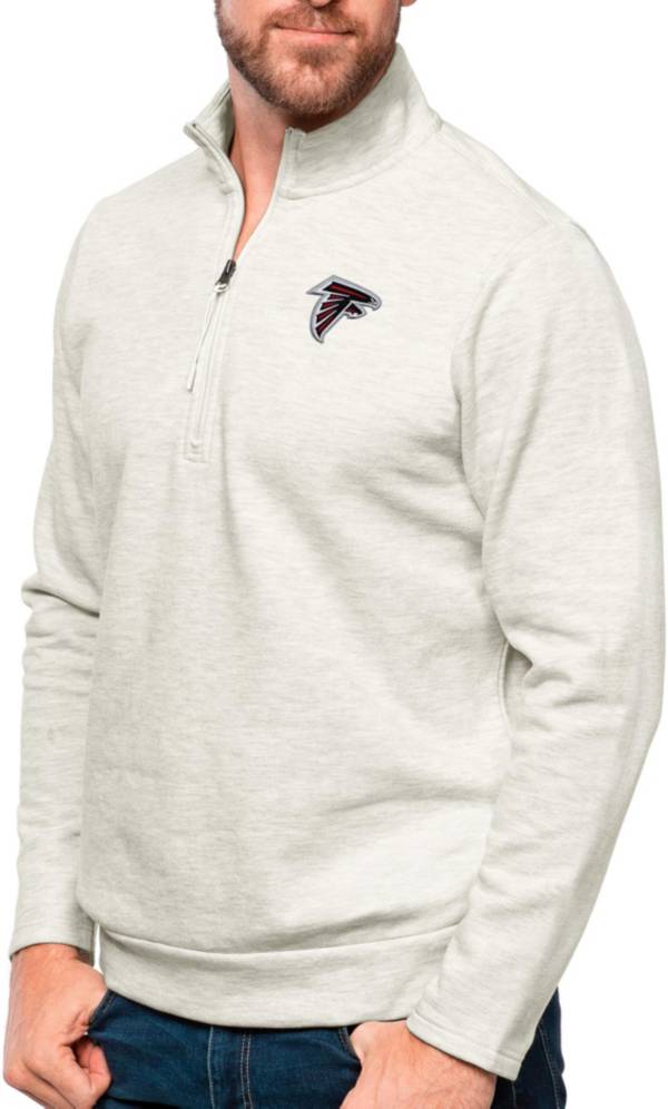 Antigua Atlanta Falcons Oatmeal Gambit Quarter-Zip Long Sleeve Pullover T-Shirt product image