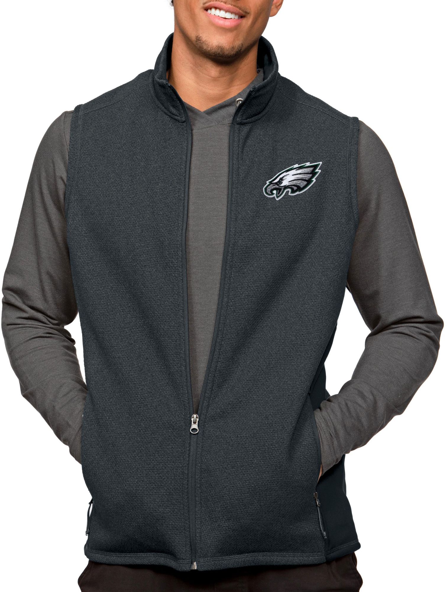 Antigua Philadelphia Eagles Course Charcoal Heather Vest