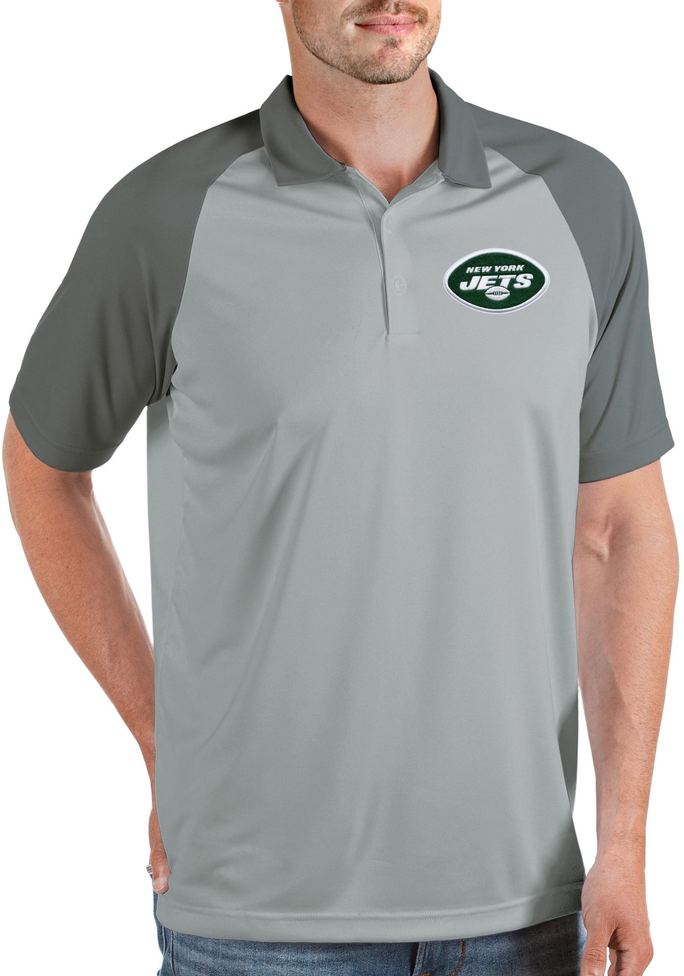 Antigua Men's New York Jets Nova Silver/Grey Polo