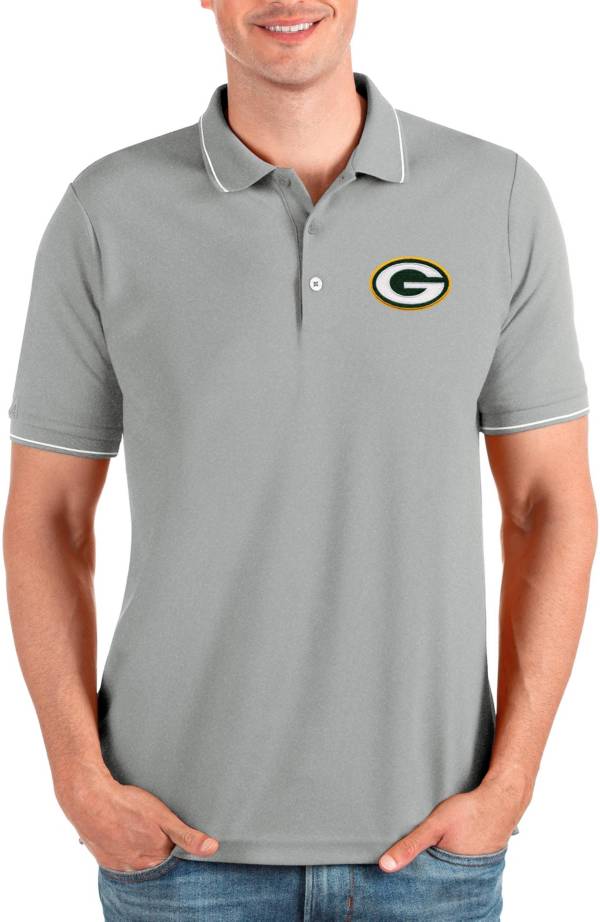 Antigua Men's Green Bay Packers Affluent Grey Polo product image