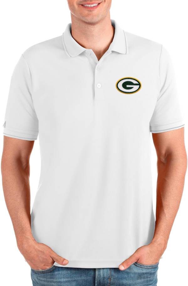 Antigua Men's Green Bay Packers Affluent Grey Polo