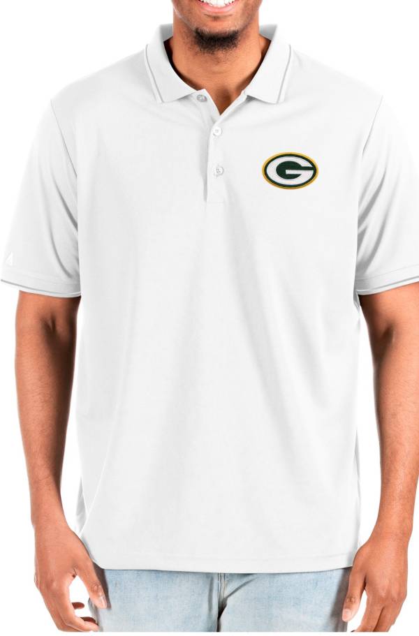 Antigua Men's Green Bay Packers Affluent White/Silver Big & Tall Polo product image