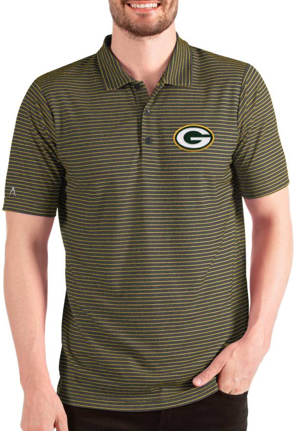 Antigua Men's Green Bay Packers Esteem Black/Gold Polo product image