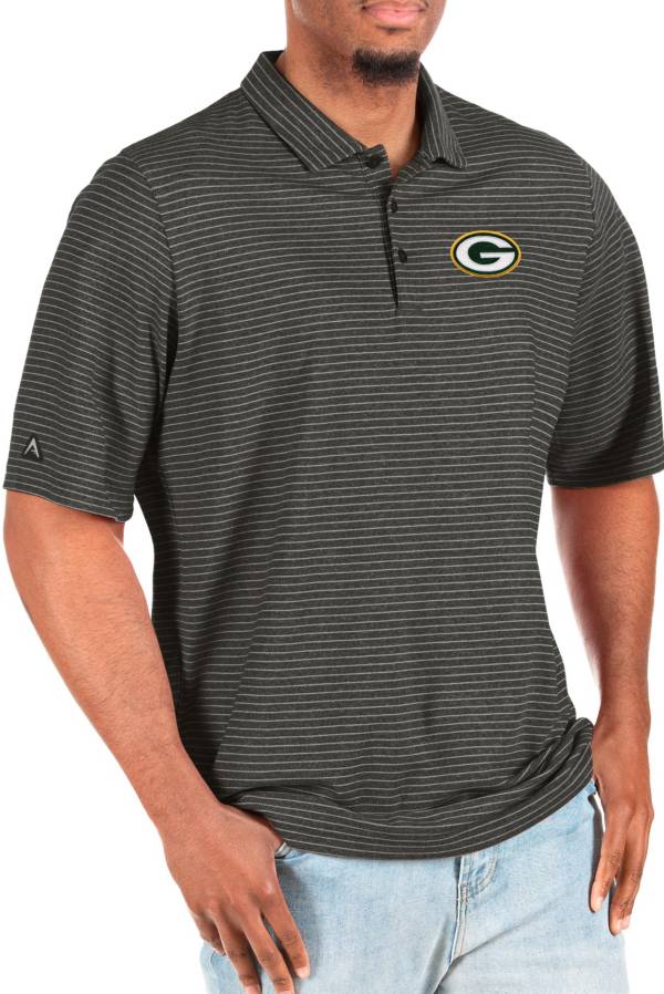 Antigua Men's Green Bay Packers Esteem Black Heather/Silver Big & Tall Polo product image