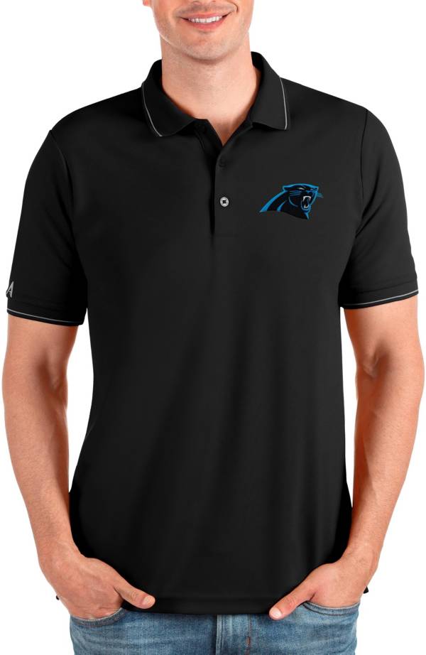 Antigua Men's Carolina Panthers Affluent Black Polo