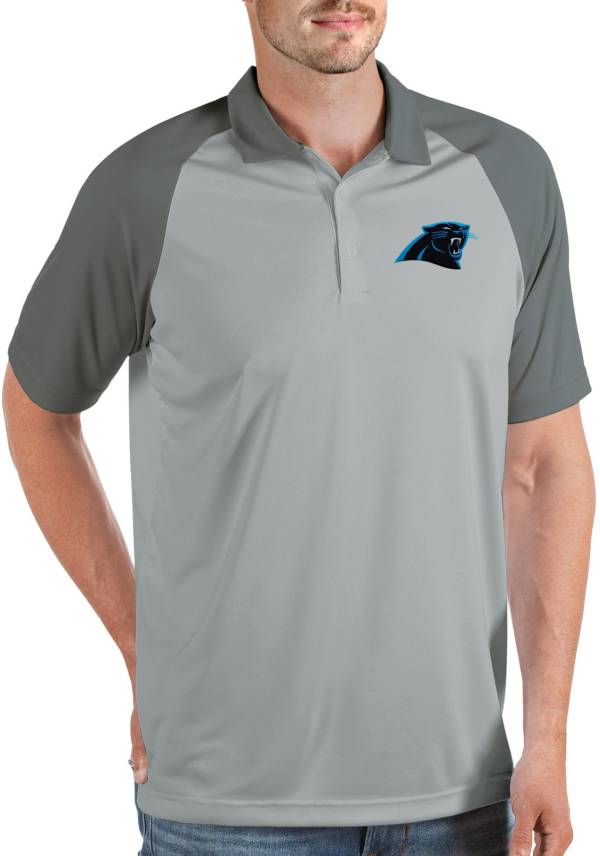 Men's Carolina Panthers Antigua Black Balance Polo