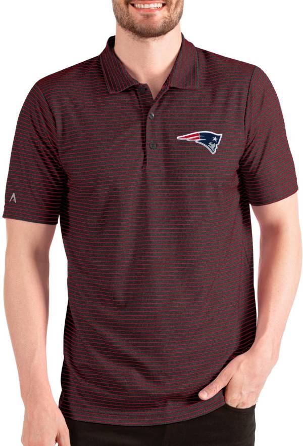 Men's Antigua White/Steel New England Patriots Team Logo Throwback Nova Polo Size: Small