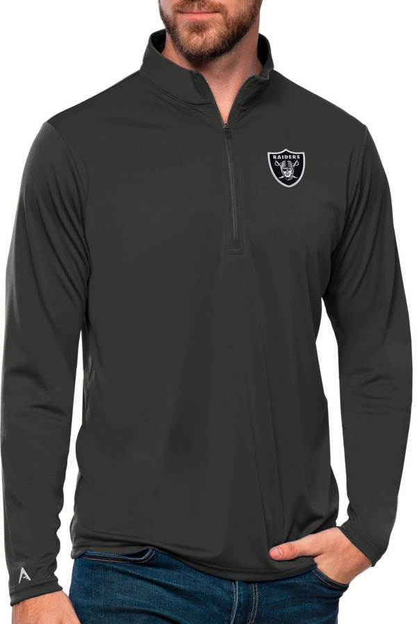 Antigua Men's Las Vegas Raiders Tribute Quarter-Zip Dark Grey Pullover product image