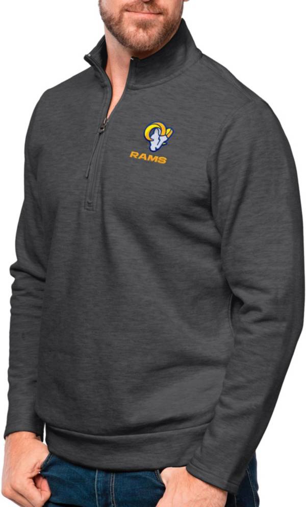 Antigua Los Angeles Rams Charcoal Heather Gambit Quarter-Zip Long Sleeve Pullover T-Shirt product image