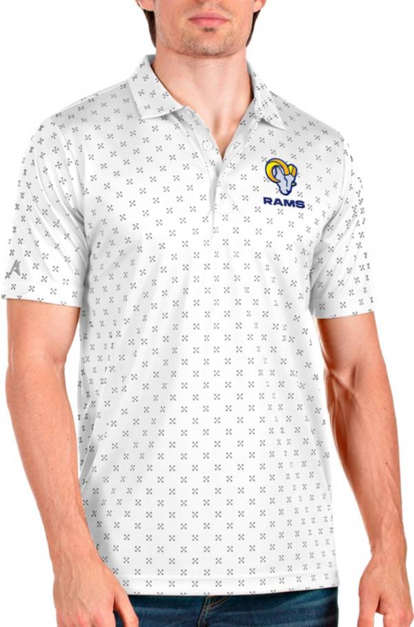 Antigua Los Angeles Rams Wordmark Spark Men's White Polo | Golf Galaxy