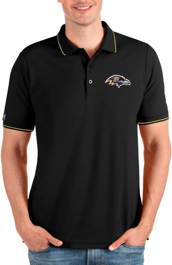 Men's Antigua Black Baltimore Ravens Affluent Polo Size: Large