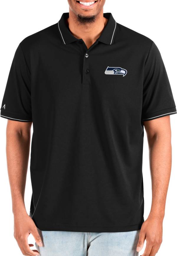 Antigua Men's Seattle Seahawks Affluent Black/Silver Big & Tall Polo product image