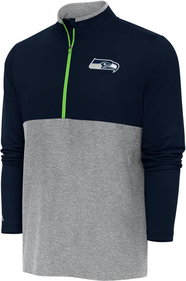 Antigua Men's Seattle Seahawks Zone Navy Quarter-Zip Pullover T-Shirt product image