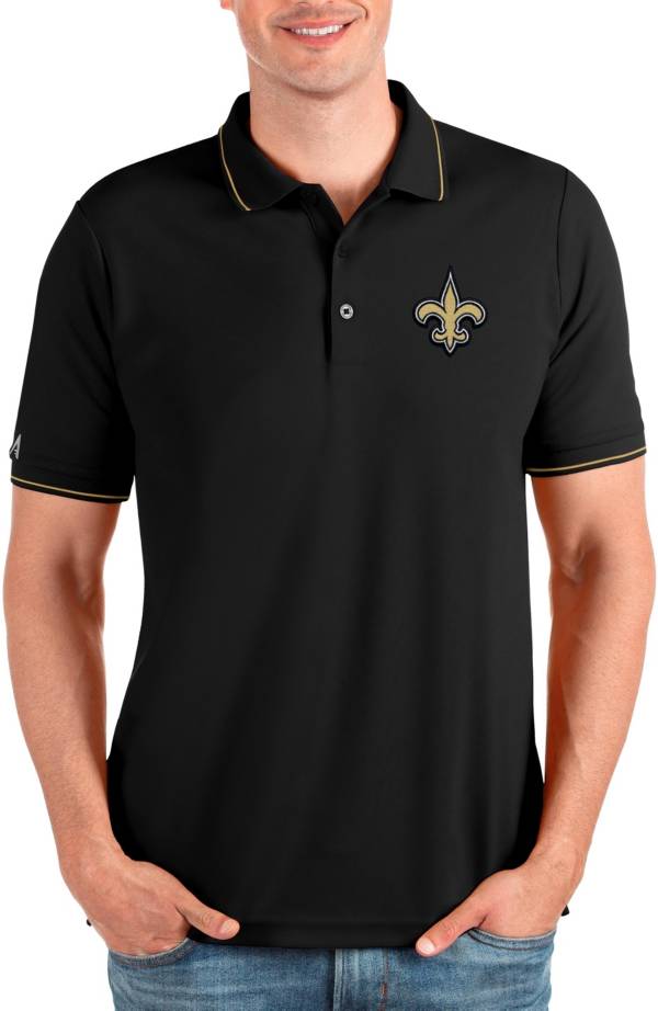 Antigua Men's New Orleans Saints Compass Black Polo