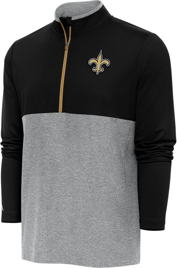 Antigua Men's New Orleans Saints Zone Black Quarter-Zip Pullover T-Shirt product image