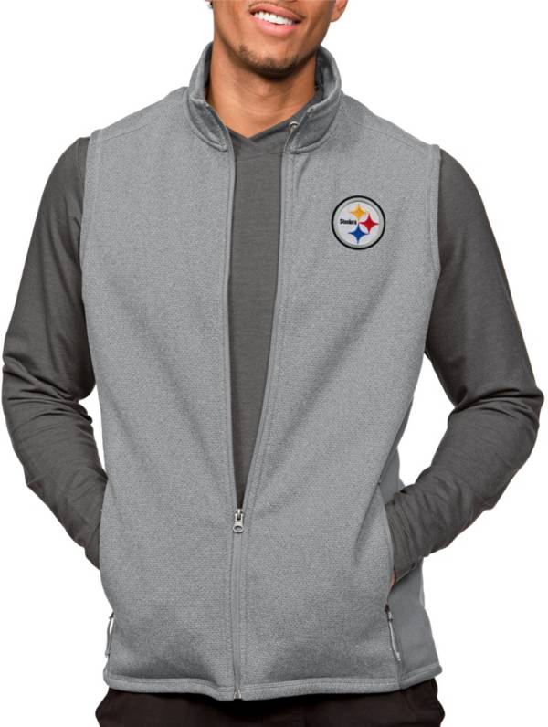 Antigua Pittsburgh Steelers Course Light Grey Heather Vest product image